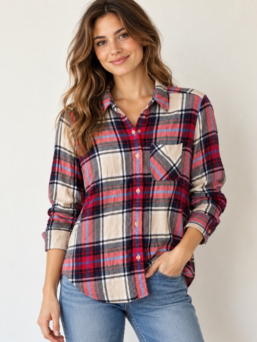 American Eagle Boyfriend Fit Plaid Button Down Shirt XS
